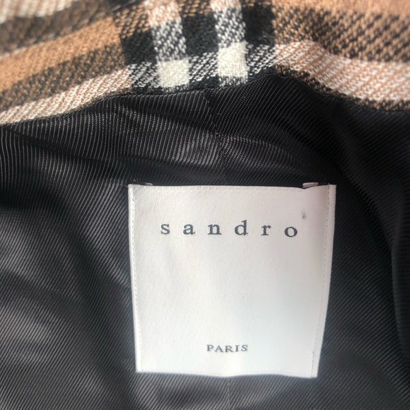 NWT HP Sandro Sirène plaid camel tan blazer US 0-2 - Picture 14 of 14